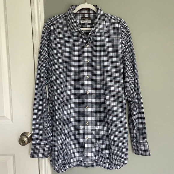 3 for $30 | Peter Millar Grandi & Rubinelli Blue Plaid Button Up Shirt - Picture 2 of 13